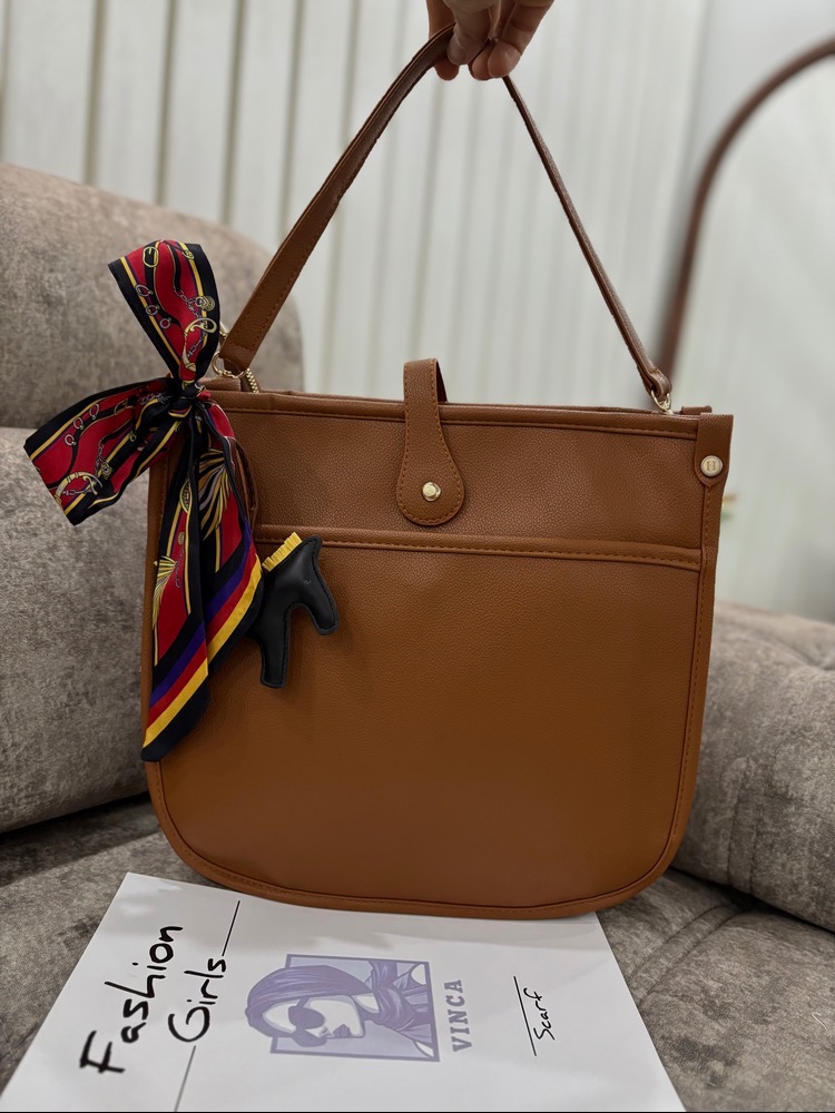 کیف هرمس سایز بزرگ چرمی با آویز شال