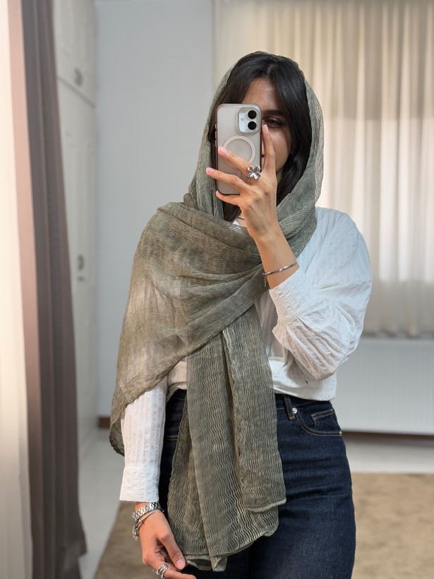 شال حریر نخ میله ای