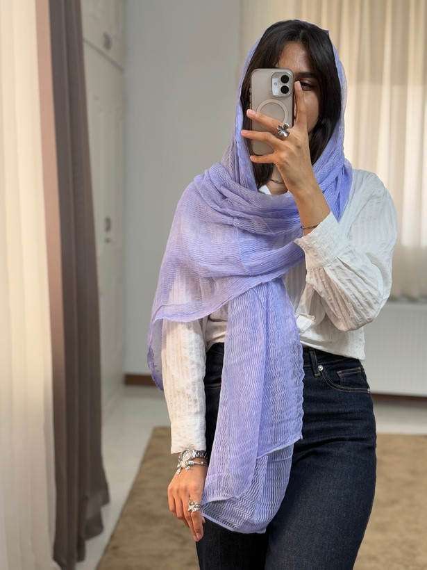 شال حریر نخ میله ای