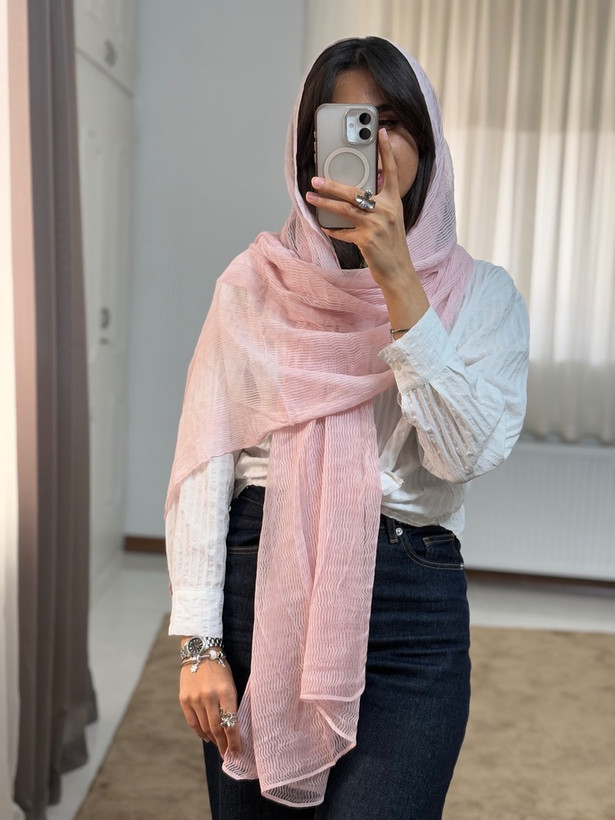 شال حریر نخ میله ای