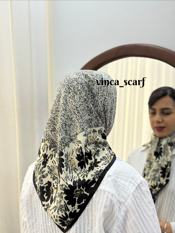 روسری قواره ۹۰ابریشم توییل طرح گل